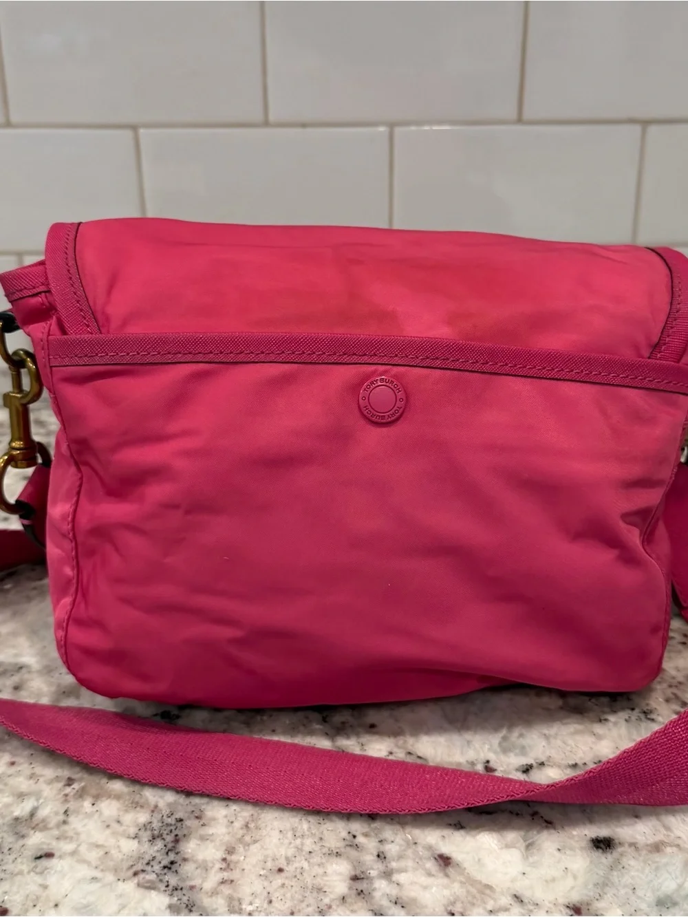 Tory Burch Hot Pink Crossbody Nylon Shoulder Bag
